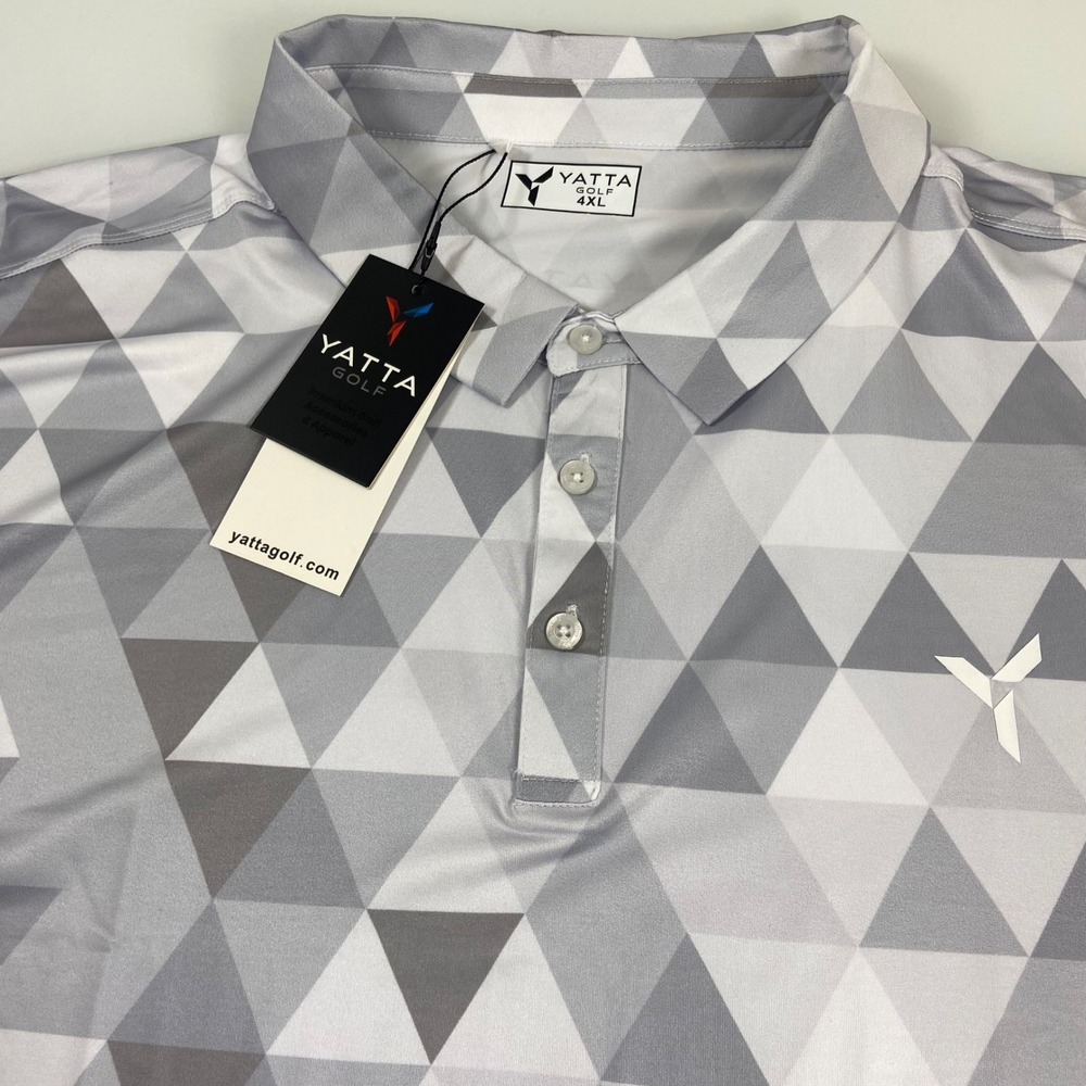 Yatta Golf Mens 4XL Grey Quick Silver Polo New Geometric Stretch‎ Performance
